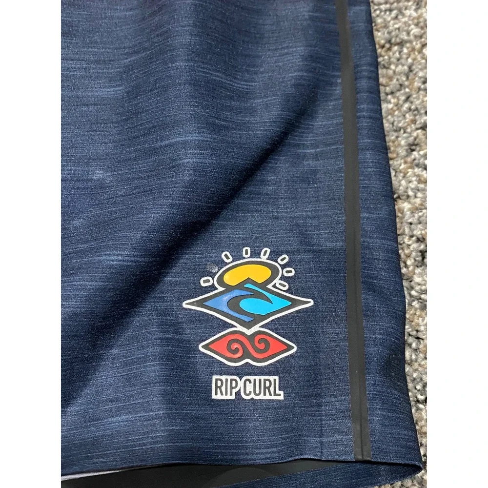 Rip Curl Board Shorts Mens 32 Navy Blue Red Excellent Mirage Surf Grip Striped